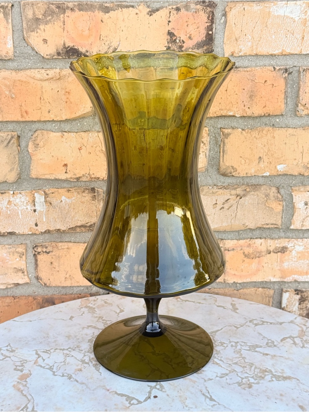 Vintage Italian Empoli Green Pedestal Vase